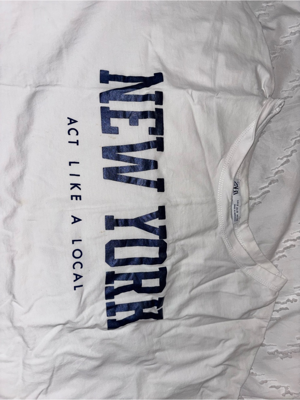 Zara White 'New York' Graphic Tee